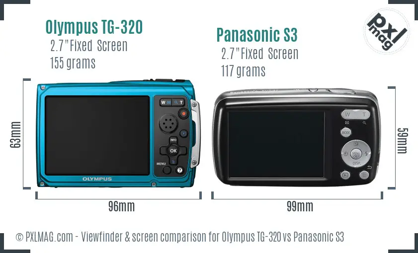 Olympus TG-320 vs Panasonic S3 Screen and Viewfinder comparison