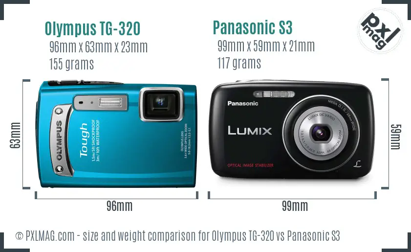 Olympus TG-320 vs Panasonic S3 size comparison