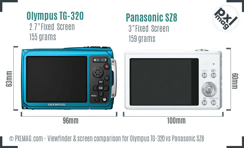 Olympus TG-320 vs Panasonic SZ8 Screen and Viewfinder comparison Olympus TG-320 vs Panasonic SZ8 Screen and Viewfinder comparison