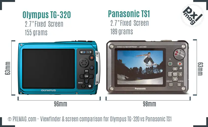 Olympus TG-320 vs Panasonic TS1 Screen and Viewfinder comparison