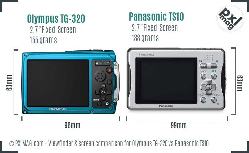 Olympus TG-320 vs Panasonic TS10 Screen and Viewfinder comparison