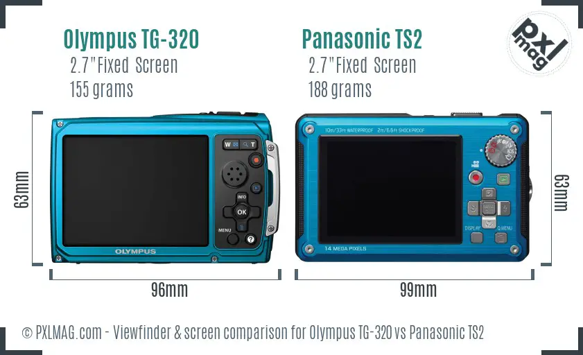 Olympus TG-320 vs Panasonic TS2 Screen and Viewfinder comparison