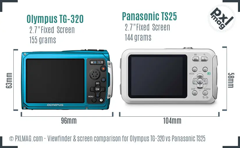 Olympus TG-320 vs Panasonic TS25 Screen and Viewfinder comparison