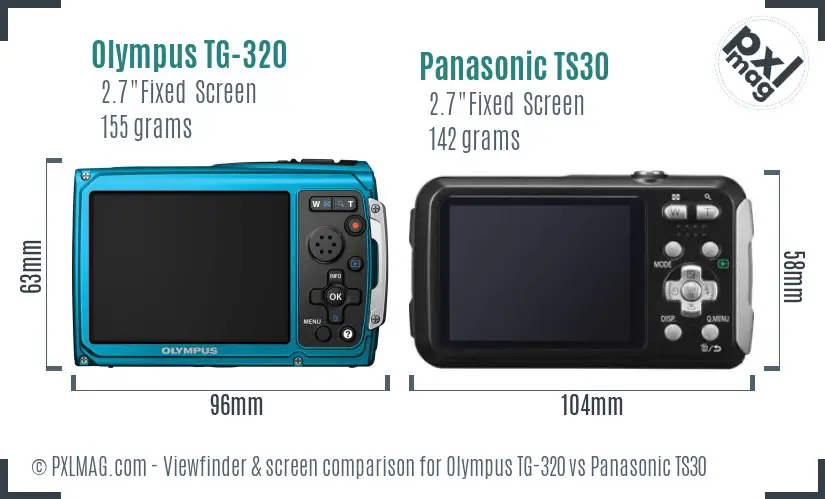 Olympus TG-320 vs Panasonic TS30 Screen and Viewfinder comparison