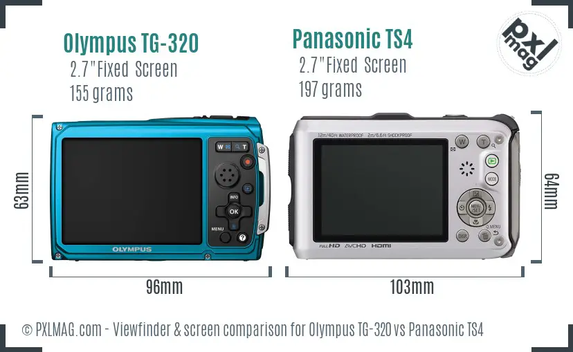 Olympus TG-320 vs Panasonic TS4 Screen and Viewfinder comparison