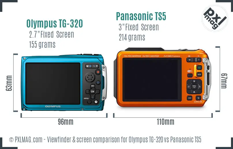 Olympus TG-320 vs Panasonic TS5 Screen and Viewfinder comparison