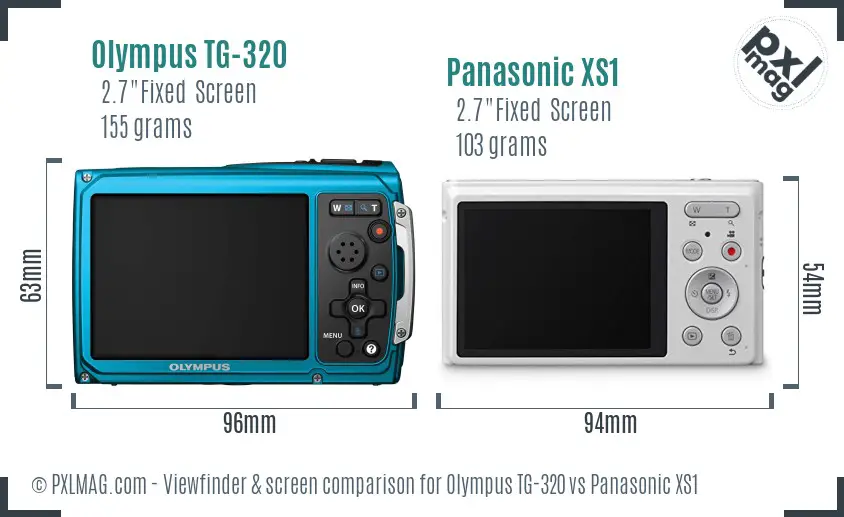 Olympus TG-320 vs Panasonic XS1 Screen and Viewfinder comparison