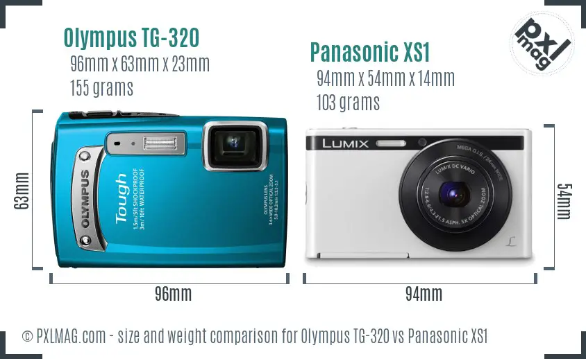 Olympus TG-320 vs Panasonic XS1 size comparison