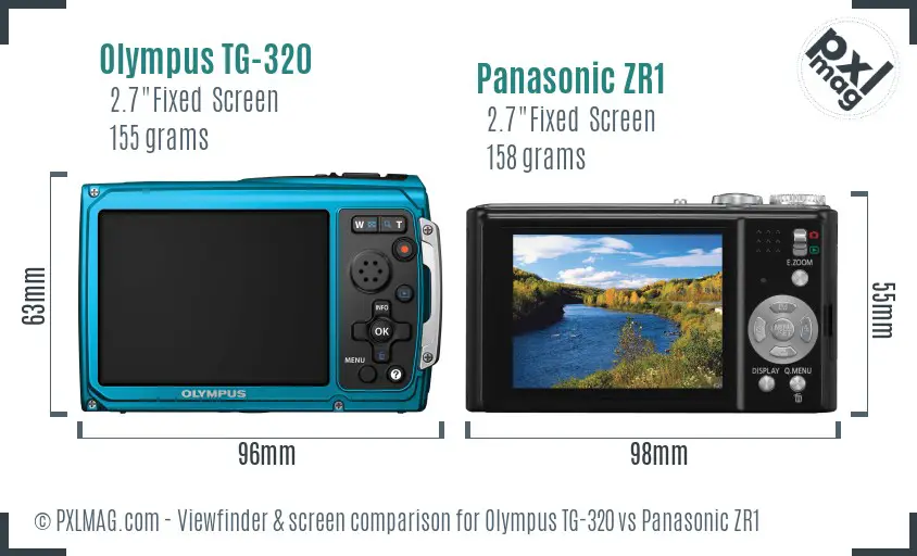 Olympus TG-320 vs Panasonic ZR1 Screen and Viewfinder comparison
