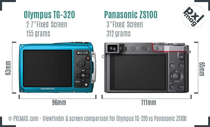 Olympus TG-320 vs Panasonic ZS100 Screen and Viewfinder comparison