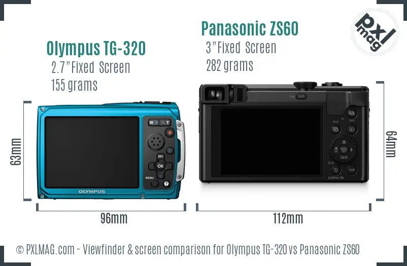 Olympus TG-320 vs Panasonic ZS60 Screen and Viewfinder comparison Olympus TG-320 vs Panasonic ZS60 Screen and Viewfinder comparison