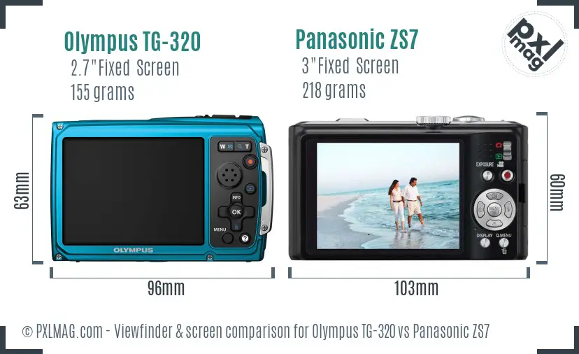 Olympus TG-320 vs Panasonic ZS7 Screen and Viewfinder comparison