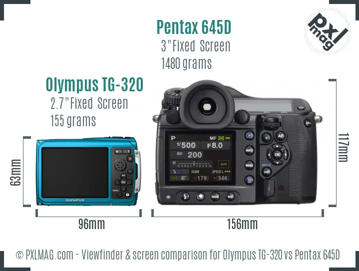 Olympus TG-320 vs Pentax 645D Screen and Viewfinder comparison