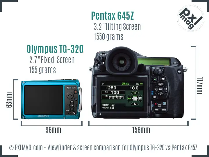 Olympus TG-320 vs Pentax 645Z Screen and Viewfinder comparison