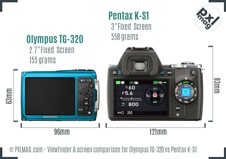 Olympus TG-320 vs Pentax K-S1 Screen and Viewfinder comparison