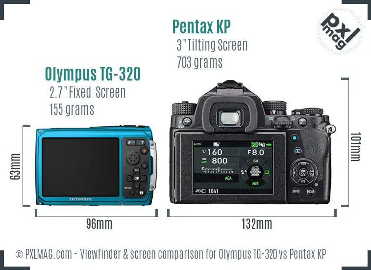 Olympus TG-320 vs Pentax KP Screen and Viewfinder comparison