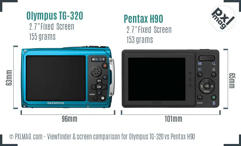 Olympus TG-320 vs Pentax H90 Screen and Viewfinder comparison