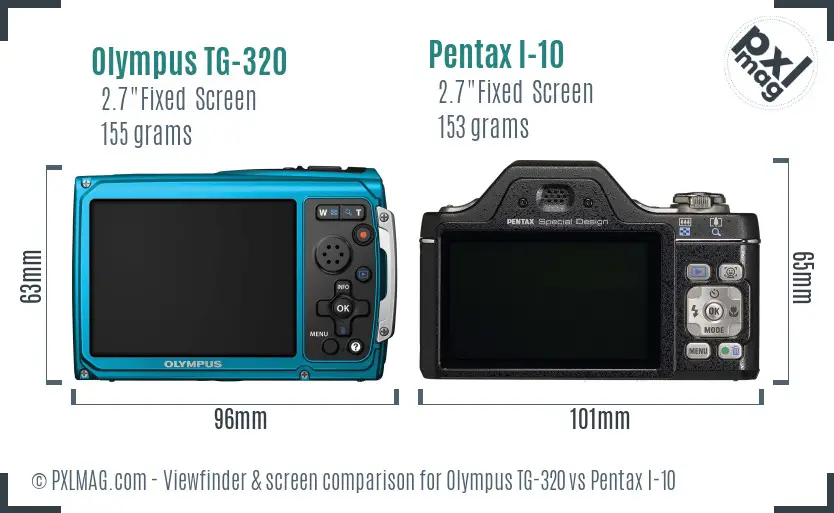 Olympus TG-320 vs Pentax I-10 Screen and Viewfinder comparison