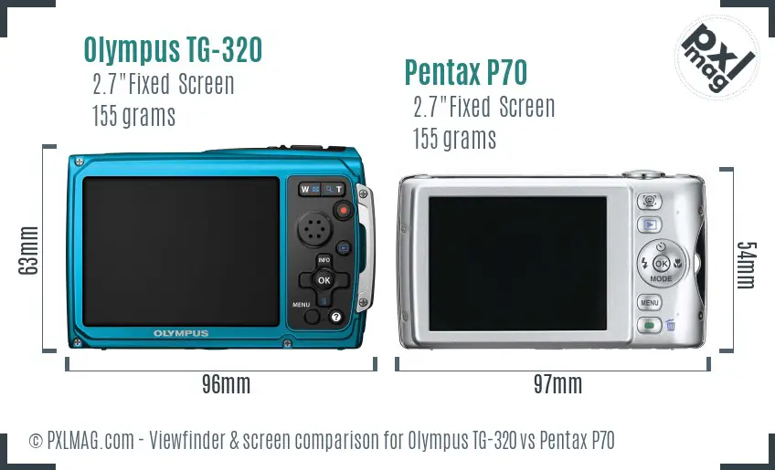 Olympus TG-320 vs Pentax P70 Screen and Viewfinder comparison