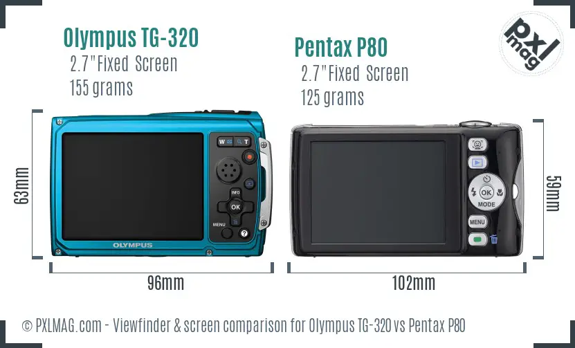 Olympus TG-320 vs Pentax P80 Screen and Viewfinder comparison