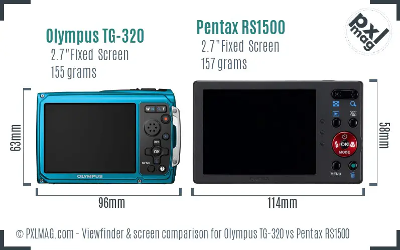 Olympus TG-320 vs Pentax RS1500 Screen and Viewfinder comparison