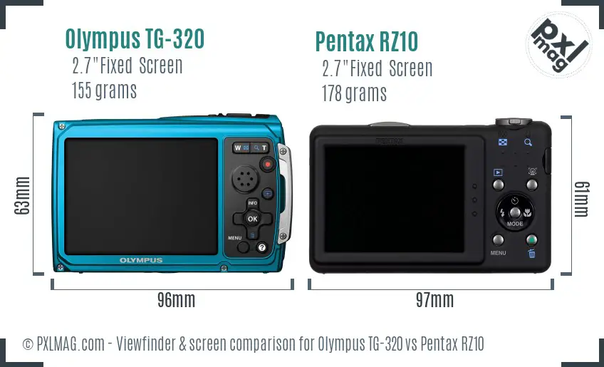 Olympus TG-320 vs Pentax RZ10 Screen and Viewfinder comparison