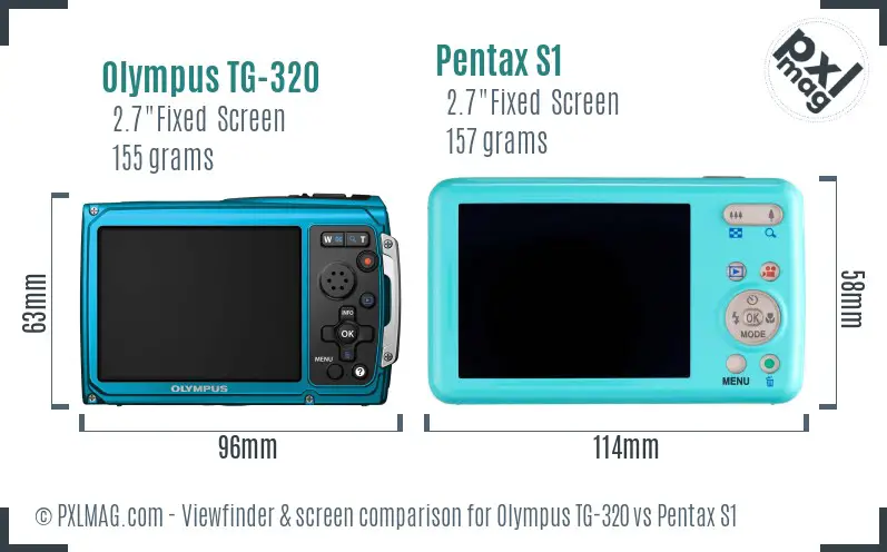 Olympus TG-320 vs Pentax S1 Screen and Viewfinder comparison