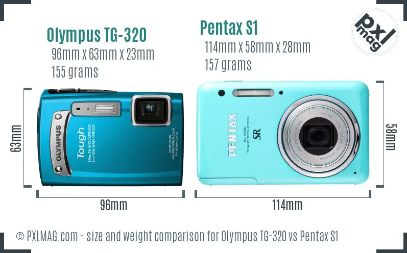 Olympus TG-320 vs Pentax S1 size comparison