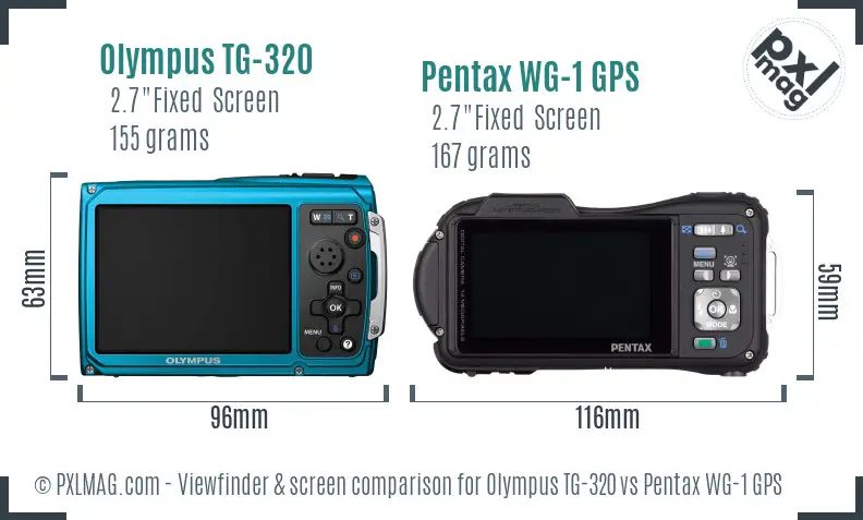 Olympus TG-320 vs Pentax WG-1 GPS Screen and Viewfinder comparison