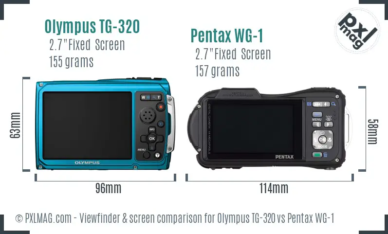 Olympus TG-320 vs Pentax WG-1 Screen and Viewfinder comparison