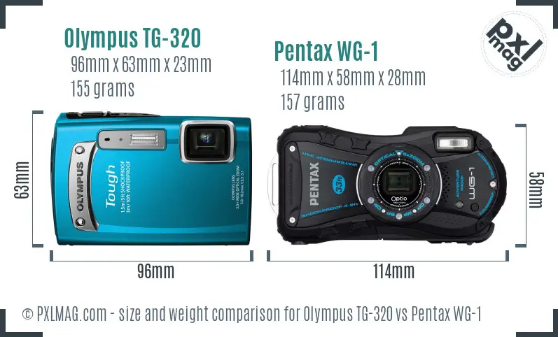 Olympus TG-320 vs Pentax WG-1 size comparison