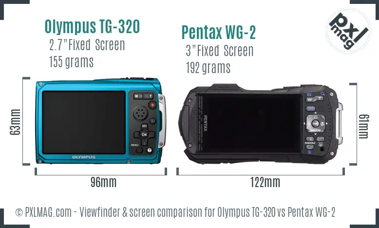 Olympus TG-320 vs Pentax WG-2 Screen and Viewfinder comparison