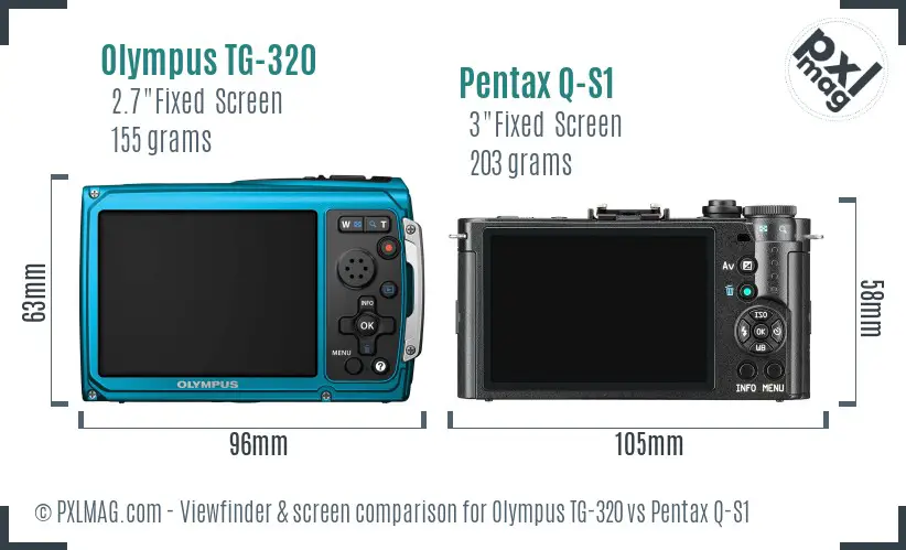 Olympus TG-320 vs Pentax Q-S1 Screen and Viewfinder comparison