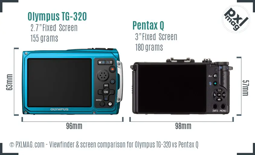 Olympus TG-320 vs Pentax Q Screen and Viewfinder comparison