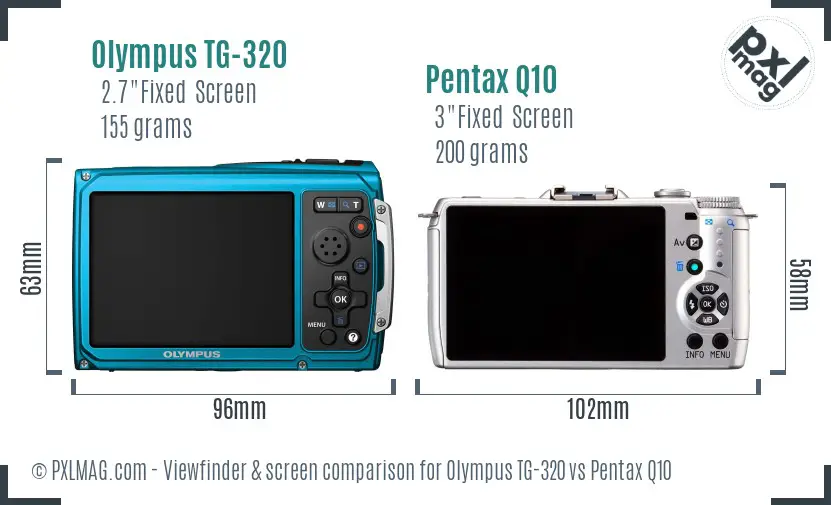 Olympus TG-320 vs Pentax Q10 Screen and Viewfinder comparison