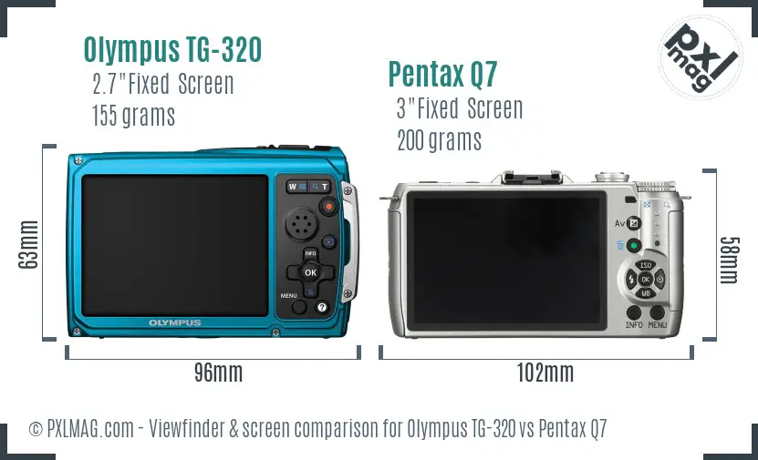 Olympus TG-320 vs Pentax Q7 Screen and Viewfinder comparison