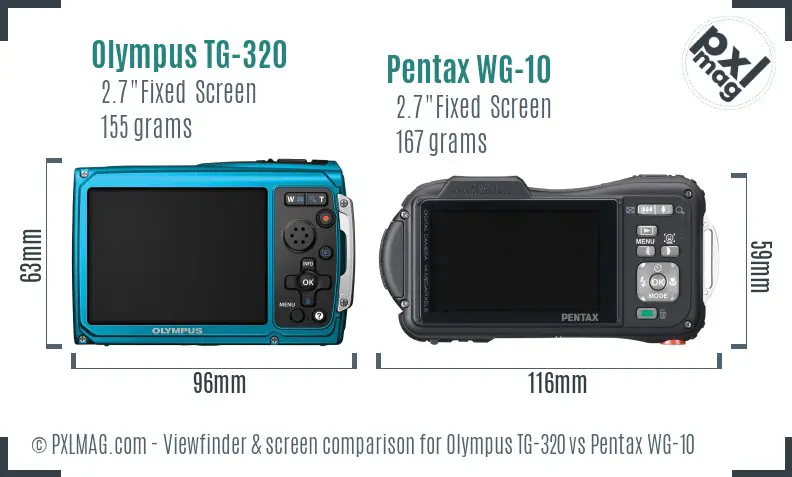 Olympus TG-320 vs Pentax WG-10 Screen and Viewfinder comparison