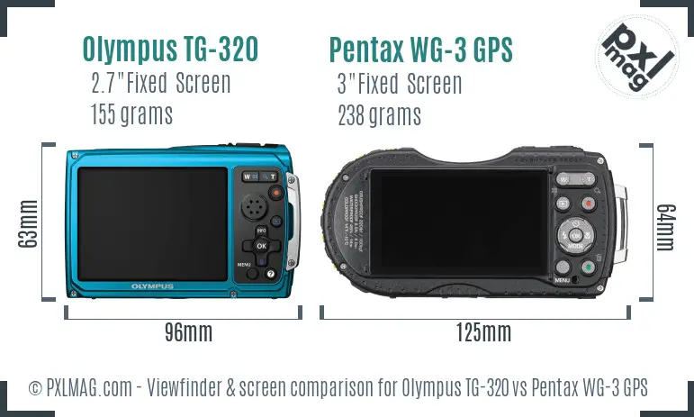 Olympus TG-320 vs Pentax WG-3 GPS Screen and Viewfinder comparison