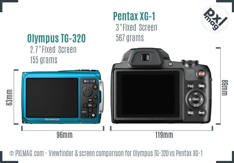 Olympus TG-320 vs Pentax XG-1 Screen and Viewfinder comparison
