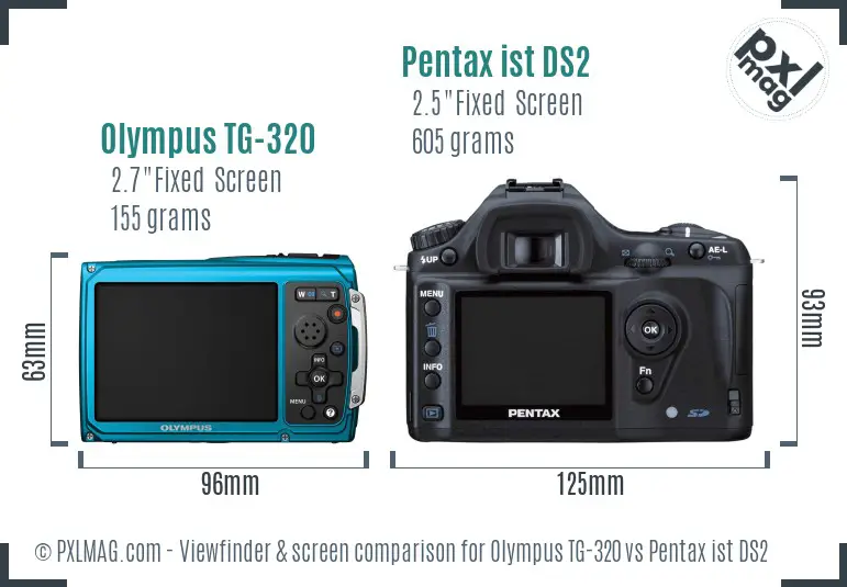 Olympus TG-320 vs Pentax ist DS2 Screen and Viewfinder comparison