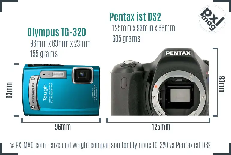 Olympus TG-320 vs Pentax ist DS2 size comparison