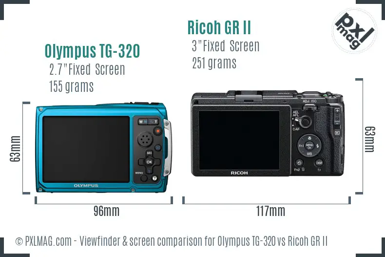 Olympus TG-320 vs Ricoh GR II Screen and Viewfinder comparison