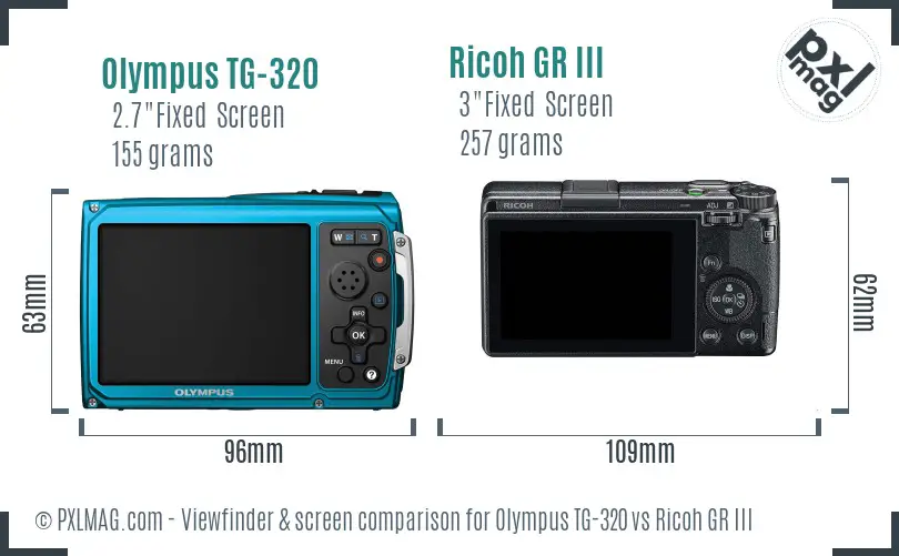 Olympus TG-320 vs Ricoh GR III Screen and Viewfinder comparison Olympus TG-320 vs Ricoh GR III Screen and Viewfinder comparison