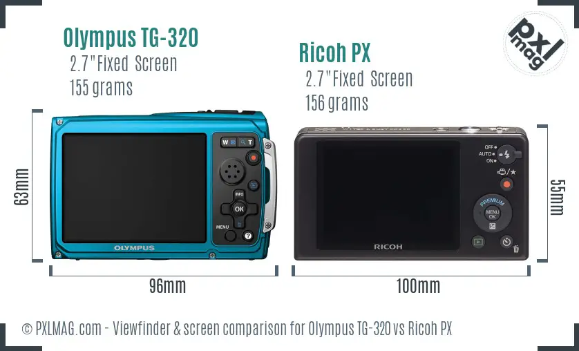 Olympus TG-320 vs Ricoh PX Screen and Viewfinder comparison Olympus TG-320 vs Ricoh PX Screen and Viewfinder comparison
