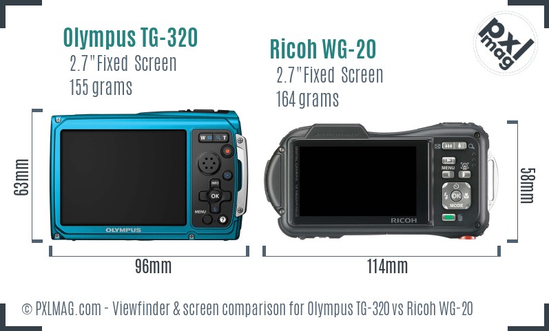 Olympus TG-320 vs Ricoh WG-20 Screen and Viewfinder comparison