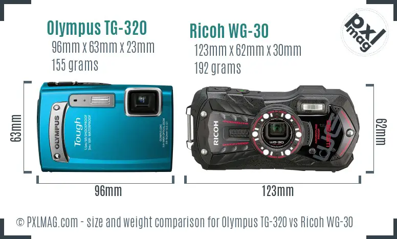 Olympus TG-320 vs Ricoh WG-30 size comparison Olympus TG-320 vs Ricoh WG-30 size comparison