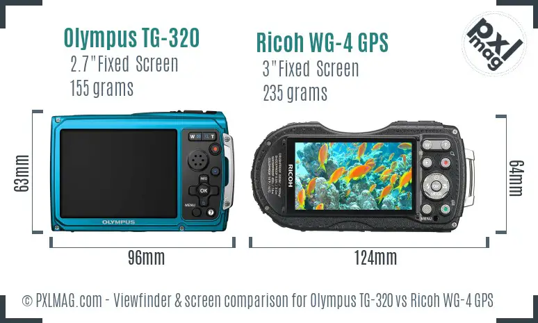 Olympus TG-320 vs Ricoh WG-4 GPS Screen and Viewfinder comparison