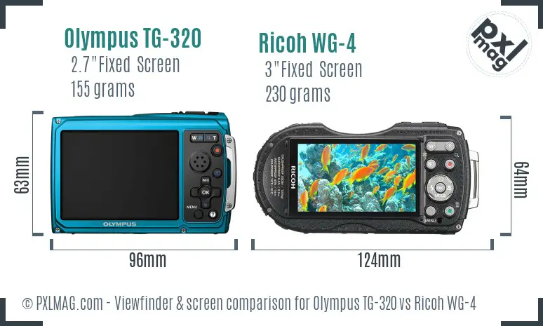 Olympus TG-320 vs Ricoh WG-4 Screen and Viewfinder comparison