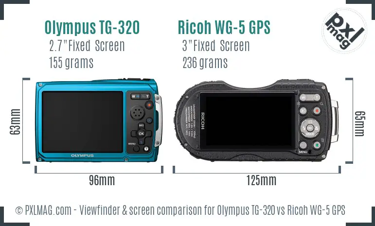 Olympus TG-320 vs Ricoh WG-5 GPS Screen and Viewfinder comparison