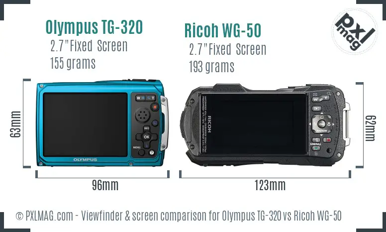 Olympus TG-320 vs Ricoh WG-50 Screen and Viewfinder comparison